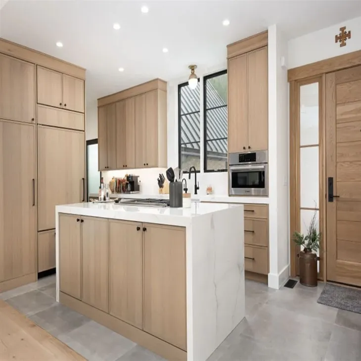 white oak slim shaker kitchen cabinets-05