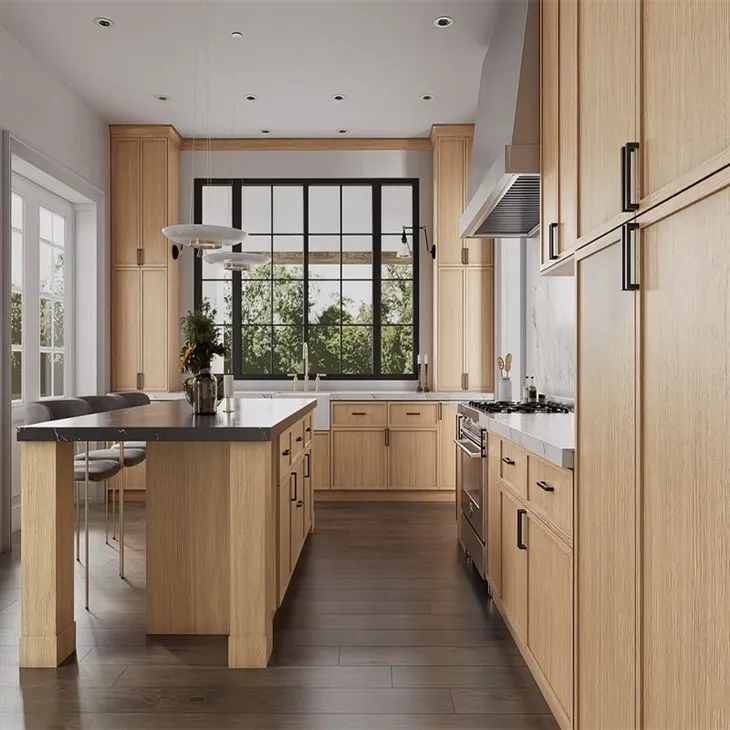 white oak slim shaker kitchen cabinets-02